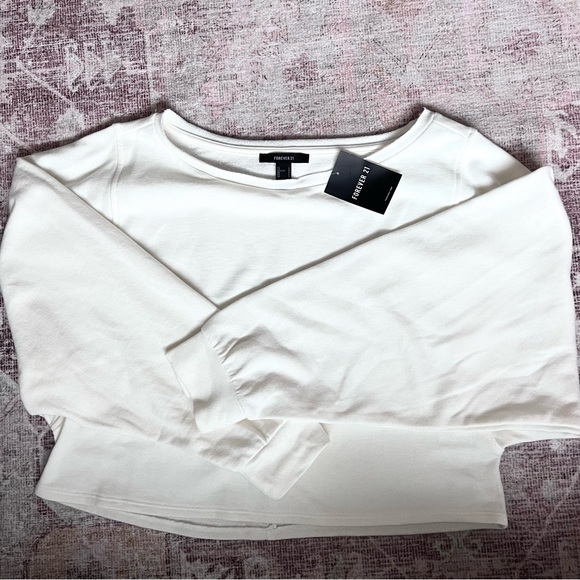 NWT❗️ Forever 21 | White French Terry Pullover - Picture 5 of 7
